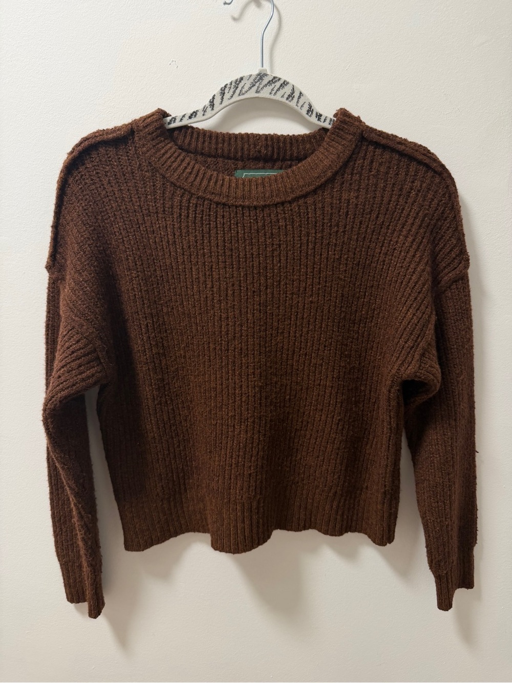 American Eagle Brown Ribbed Knit Sweater Pullover Cozy Fall